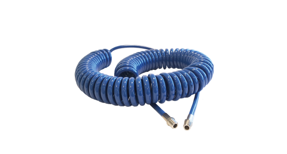 Spiraalslang met RVS koppelingen - Blauw PU