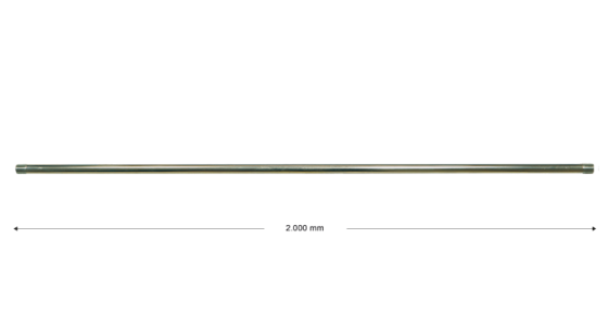 ST003 - Lans zonder isolatie - Recht - L= 2000 mm - Staal verzinkt