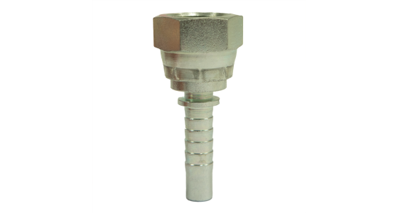 Persnippel 1/4" Binnendraad(Wartel) 90Â° gebogen DN06 Slang Staal, gezien van voren