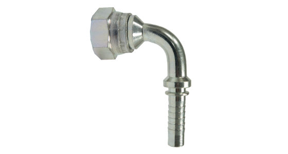 Persnippel 1/2" Binnendraad(Wartel) 90Â° gebogen DN12 Slang Staal, gezien van voren