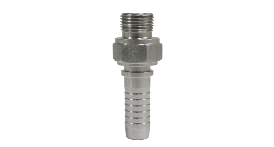 Persnippel 3/8" Binnendraad(Wartel) 90Â° gebogen DN10 Slang RVS, gezien van voren