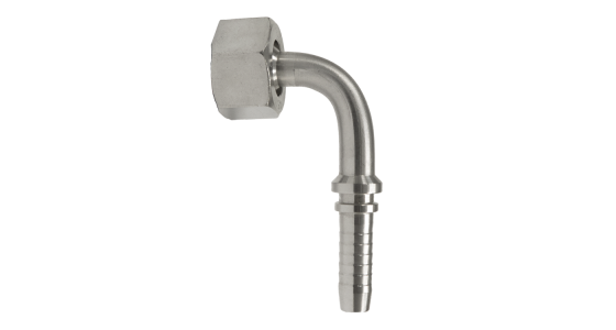 Persnippel 3/8" Binnendraad(Wartel) - 90° gebogen - DN10 Slang - RVS