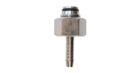 Persnippel M22x1,5 bolkop inlcusief wartel DN08 Slang RVS, weergave van het product
