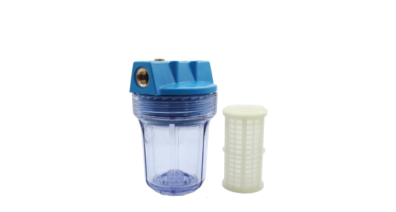 Patroonfilter 5" Transparant Inclusief 60 micron(Mu) gaaspatroon, zijaanzicht