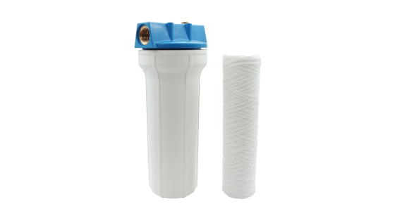 Patroonfilter 9" Wit Inclusief 20 micron(mu) touwpatroon, gezien van voren