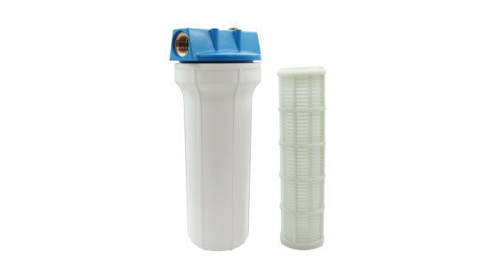 Patroonfilter 9" Wit Inclusief 60 micron(mu) gaaspatroon, zijaanzicht