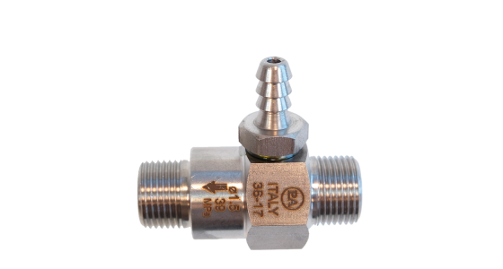 chemie injector rvs met twee 3/8 aansluiting voor hogedrukreiniger