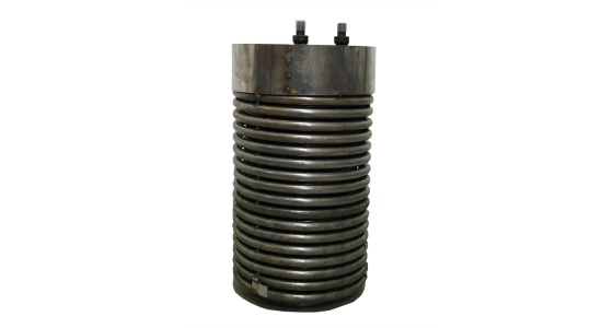 Branderspiraal TecnoMec Staal Hoogte: 800mm Ã˜344mm H.o.H aansluiting: 80mm, gezien van voren