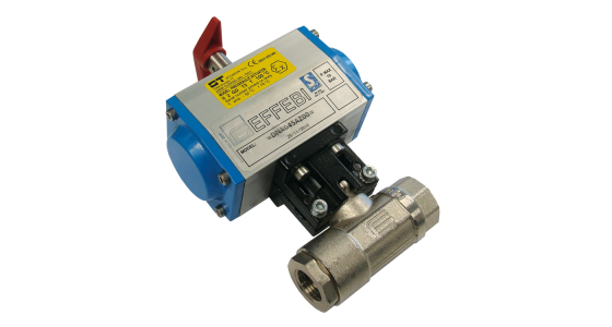 Pneumatische kogelkraan met dubbelwerkende actuator