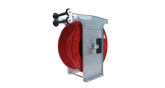 Faicom slanghaspel Type AL Staal gelakt Incl. swivel 400 Bar Max 150Â°C 3/8" bi x 3/8" bu, gezien van voren