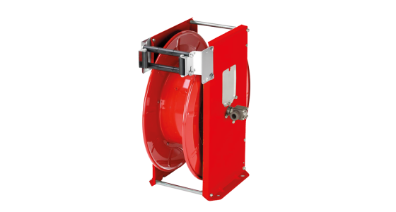 Slanghaspel TeHa ST14/10 Staal gelakt incl. swivel 300 Bar Max 100Â°C 2x 3/8" bi, gezien van voren