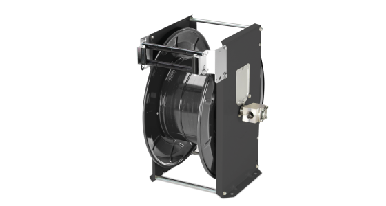 Slanghaspel TeHa ST40/10/2 Staal gelakt incl. swivel 300 Bar Max 100Â°C 2x 3/8" bi, gezien van voren