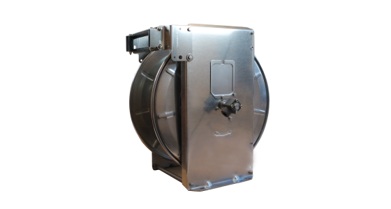 Slanghaspel TeHa ST40/12/2e RVS incl. swivel 200 Bar Max 100Â°C 2x 1/2" bi, gezien van voren