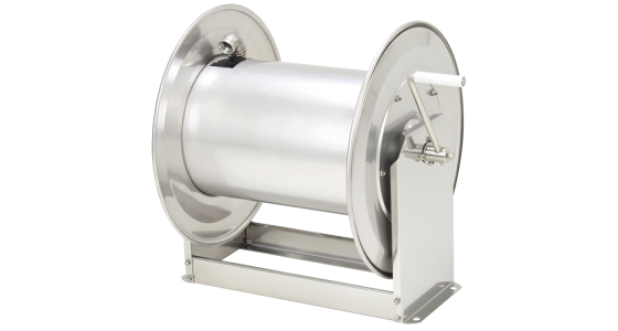 Slanghaspel TeHa STKi2 40/12 RVS Incl. swivel 200 Bar Max 100Â°C 2x 1/2" bi, gezien van voren
