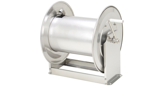 Slanghaspel TeHa STKi2 40/19 RVS Incl. swivel 200 Bar Max 100Â°C 2x 3/4" bi, gezien van voren