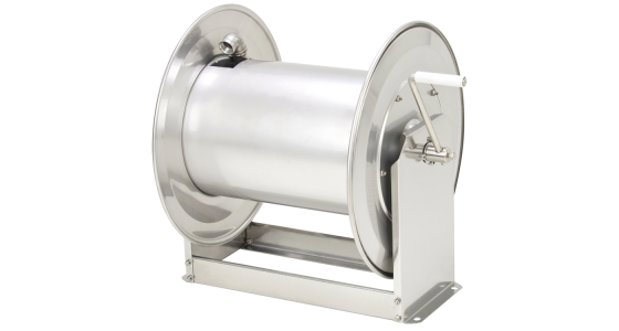 Slanghaspel TeHa STKi2 80/19 RVS Incl. swivel 200 Bar Max 100Â°C 2x 3/4" bi, gezien van voren