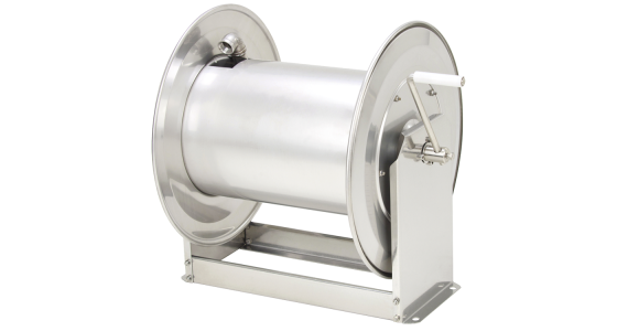 Slanghaspel TeHa STKi2 40/24 RVS Incl. swivel 100 Bar Max 100Â°C 2x 1" bi, gezien van voren