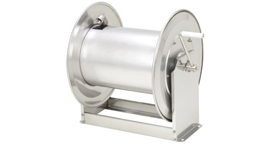 Slanghaspel TeHa STKi2 60/19 RVS Incl. swivel 200 Bar Max 100Â°C 2x 3/4" bi, gezien van voren