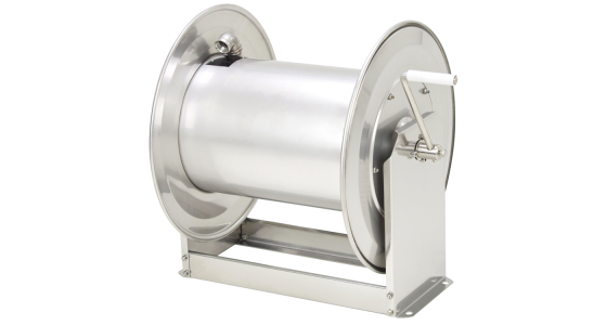 Slanghaspel TeHa STKi2 40/12 RVS Incl. swivel 500 Bar Max 100Â°C 2x 1/2" bi, gezien van voren