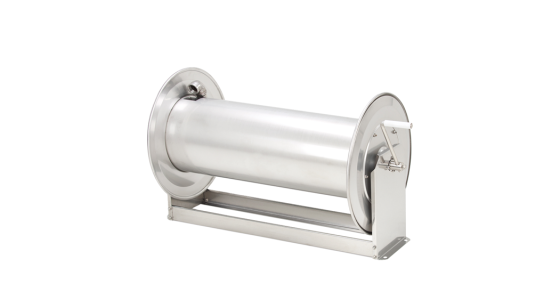 Ramex slanghaspel AV1000 RVS Incl. swivel 200 Bar Max 90Â°C 1/2" bu x 1/2" bi, gezien van voren