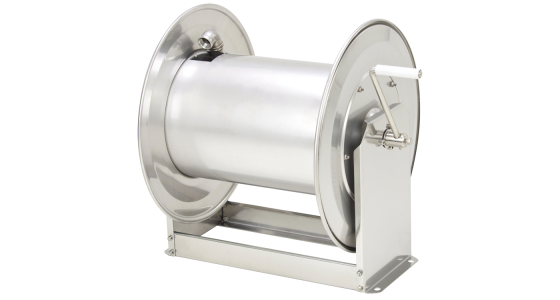 Ramex slanghaspel AV1000 RVS Incl. swivel 200 Bar Max 90Â°C 1/2" bu x 1/2" bi, gezien van voren