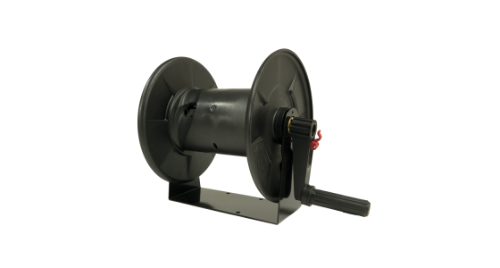 Kunststof slanghaspel P.a. T26 250 Bar Max 90Â°C 3/8" bu Messing Swivel, gezien van voren