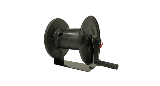 Kunststof slanghaspel P.a. T46 250 Bar Max 90Â°C 3/8" bu Messing Swivel, gezien van voren