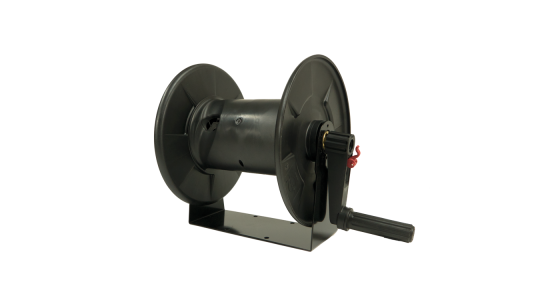 Kunststof slanghaspel P.a. T47 250 Bar Max 90Â°C 3/8" bu RVS Swivel, gezien van voren