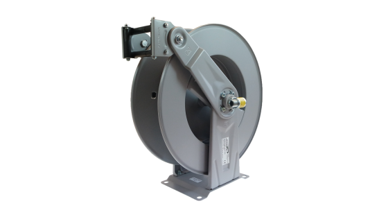 Ramex slanghaspel Grijs gelakt Incl. swivel, slangstop 200 Bar Max 90Â°C 1/2" bu/bi, gezien van voren