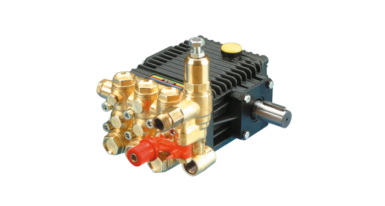Interpump W112VK Plunjerpomp met ingebouwde drukregelaar type "K" As rechts Messing pompkop Se, gezien van voren