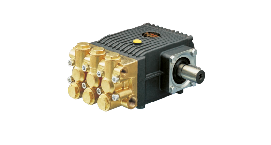 Interpump WS104 Plunjerpomp As rechts Messing pompkop Serie 69, gezien van voren