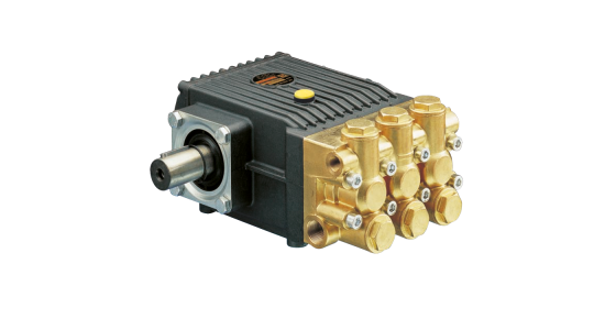 Interpump WS104L Plunjerpomp As links Messing pompkop Serie 69, gezien van voren