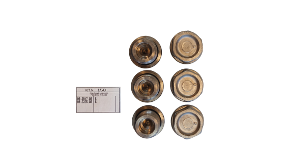 Kit 158 Set kleppluggen + O ring (6x) vernikkeld M24x1,5x17 Serie 44 + 63 HTS, gezien van voren