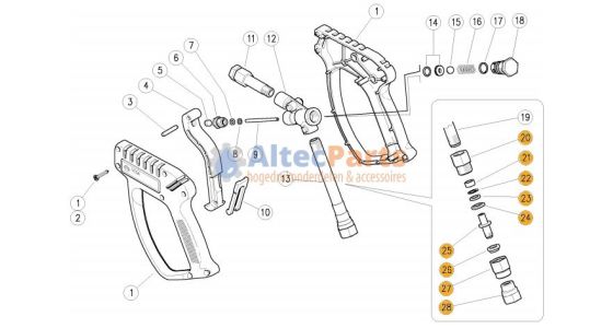 Spuitlansset inclusief hogedrukslang van 20 meter en nozzle, gezien van voren