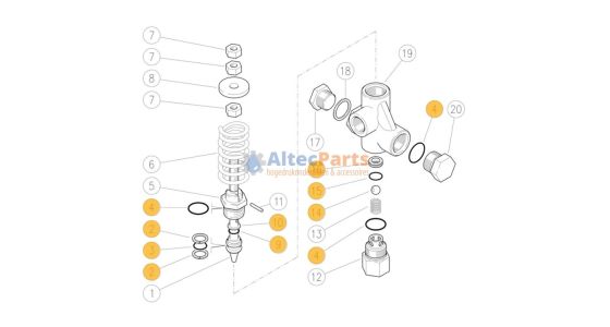 VS80/150-280 - Reparatieset voor veiligheidsventiel - RVS 316 - Viton - 11-delig