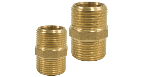 Dubbele nippel messing - 2x Buitendraad