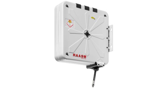 Raasm luchtslanghaspel S430 Serie Automatisch oprollend Messing swivel Kunststof/Staal, gezien van voren
