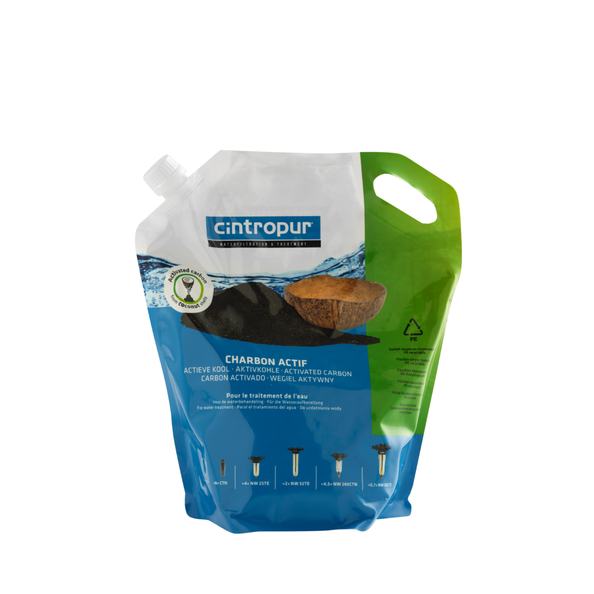cintropur actieve kool 3.4 liter kokosschalen granulaat waterfilter