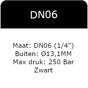 1SN - DN06(1/4&quot;) - Max 250 Bar - Zwart