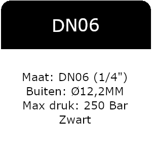 1SC - DN06(1/4&quot;) - Max 250 Bar - Zwart