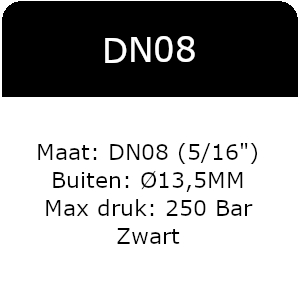 1SC - DN08(5/16&quot;) - Max 250 Bar - Zwart