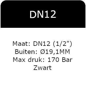 1SC - DN12(1/2&quot;) - Slijtvast - Max 170 Bar - Zwart